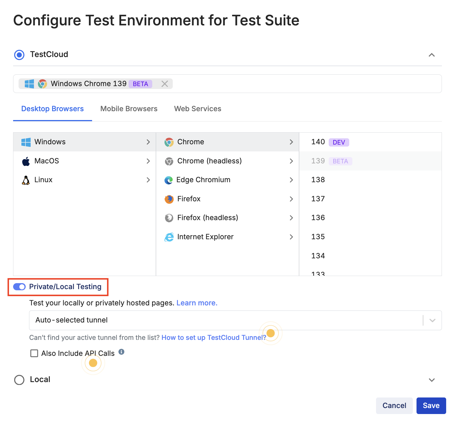 Private testing on TestOps